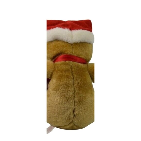 Vintage Sasco Christmas Teddy Bear Plush Stuffed Animal With Santa Hat & Red Bow - Picture 5 of 14